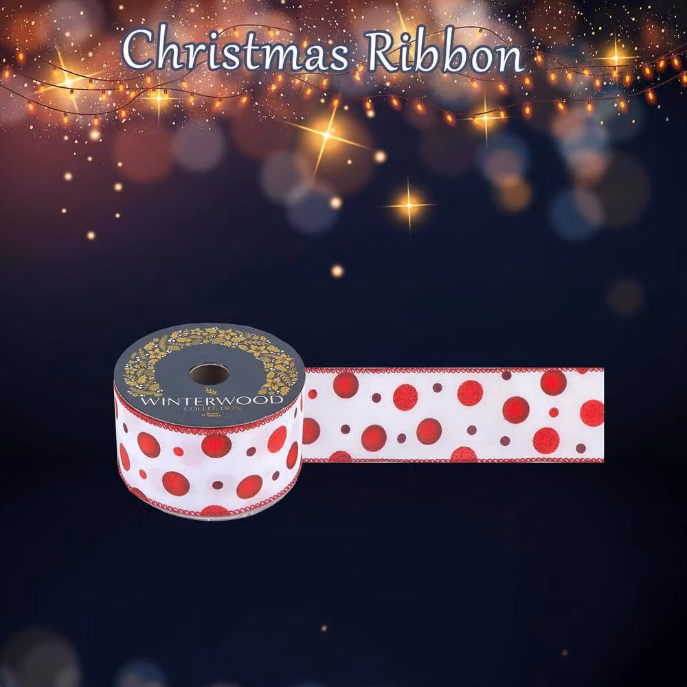 VFM e-Store Christmas Ribbon Garland in White and Red, W: 6 cm, H: 10 cm – 2