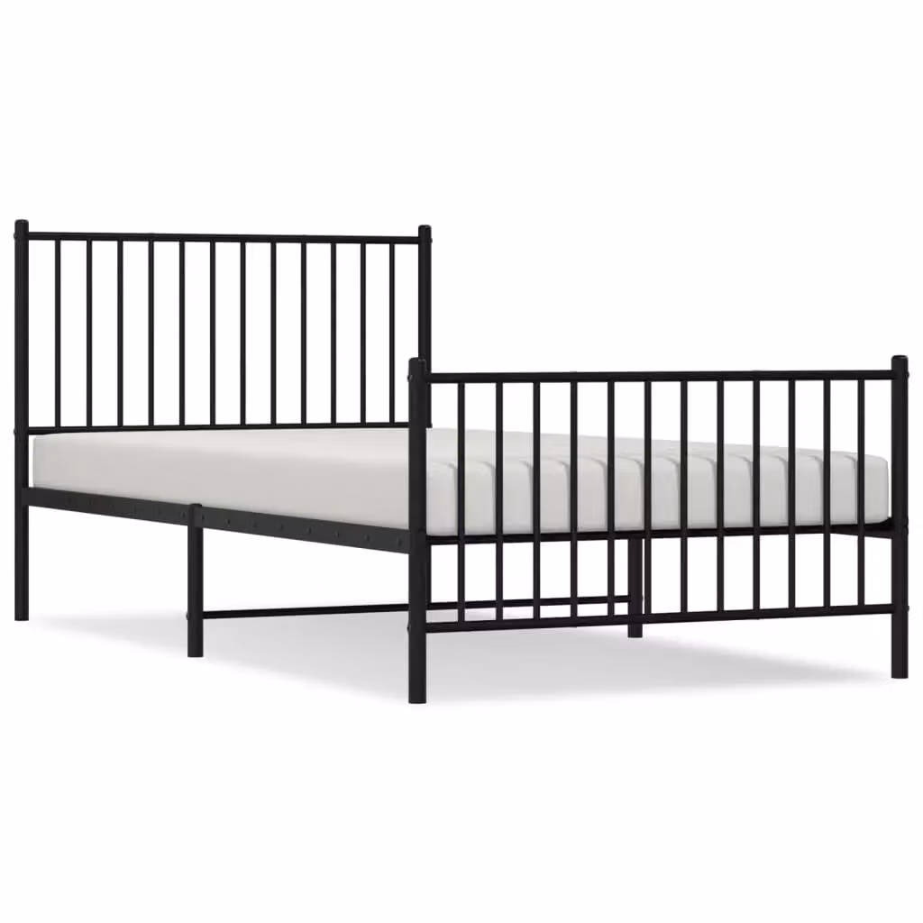 Berkfield Home Metal Bed Frame with Headboard and Footboard in Black, W/D/H: 100 x 200 cm – 2