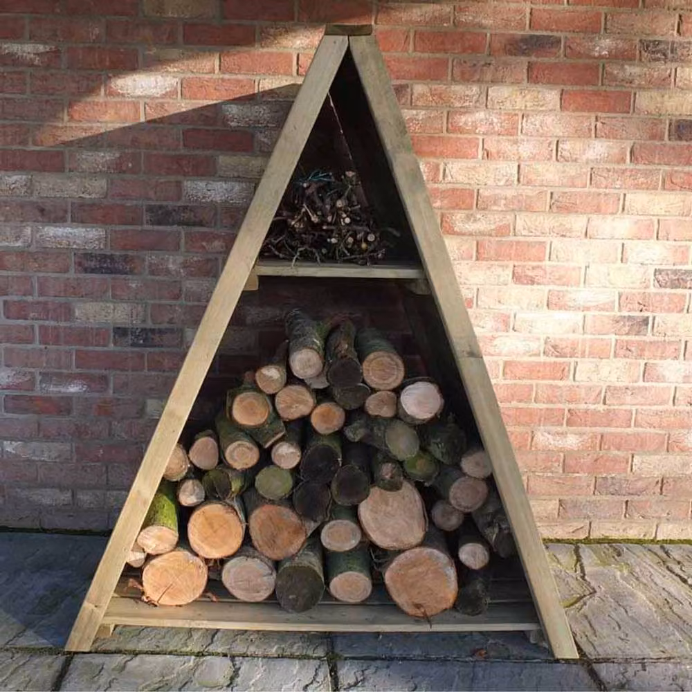 Shires Large Triangular Tongue and Groove Pressure Treated Wood Log Store in Light Brown W/D/H: 122.9 x 60.96 x 142.6 cm – 3