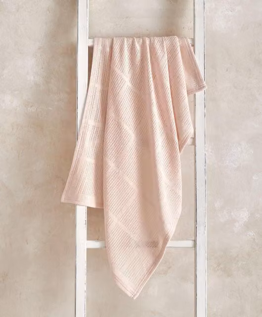 Mamas & Papas Pink Geometric Cotton Cellular Baby Blanket