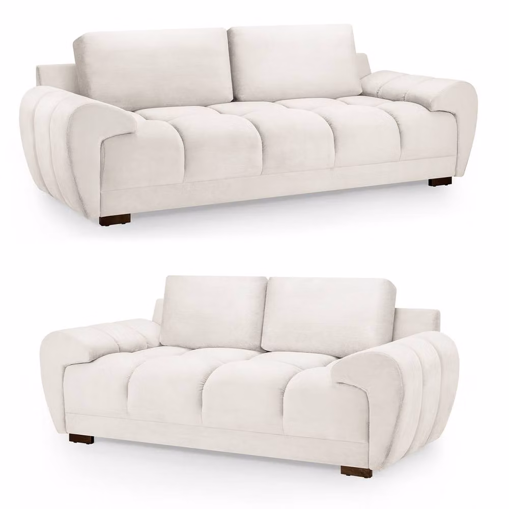 Furnishings For Less UK Zura Cream Fabric 3 + 2 Sofa Suite with Wooden Legs – 2