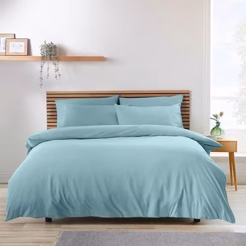 Catherine Lansfield So Soft Non-Iron Microfibre Duvet Cover and Pillowcase Set in Blue, W/D/H: 220 x 220 x 180 cm