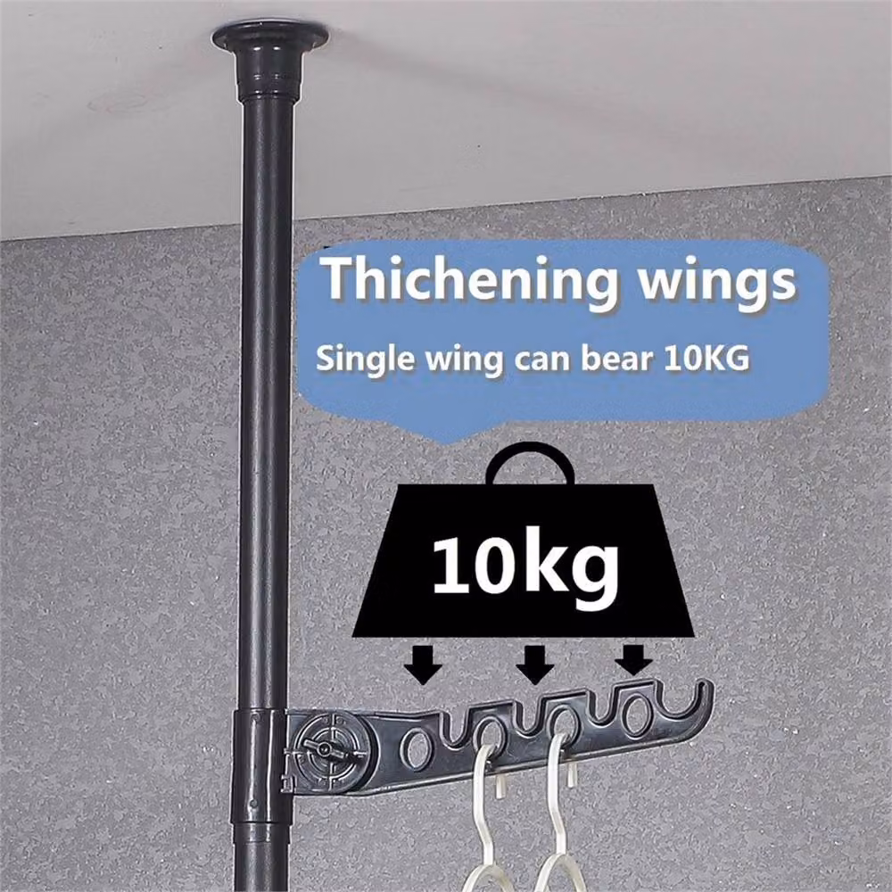 Nordara Black Telescopic Ceiling Corner Laundry Pole Clothes Drying Rack – 4