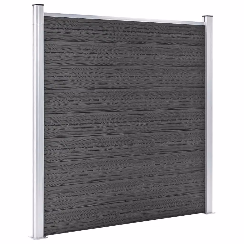 Berkfield Home WPC Fence Panel Set in Black, H: 96.5 cm – 3