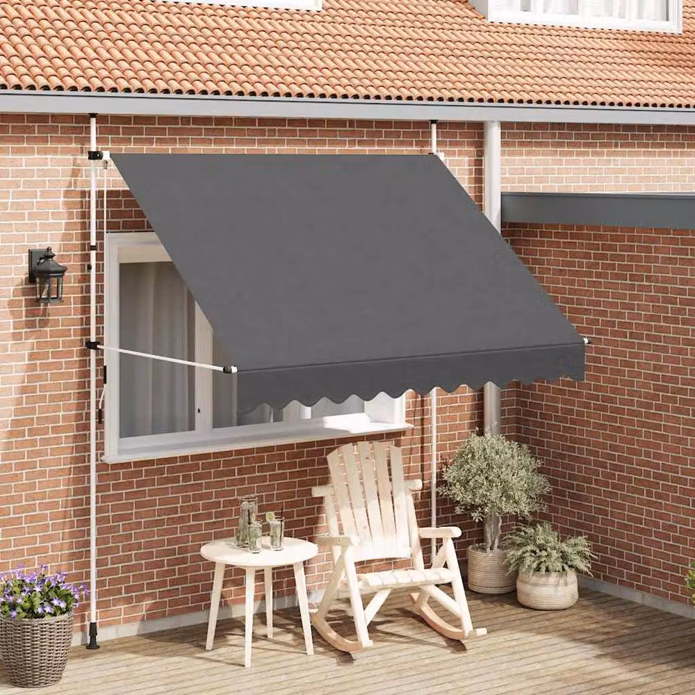 Berkfield Home Manual Retractable Folding Arm Awning in Anthracite Grey, W: 250 cm, D: 120 cm – 2
