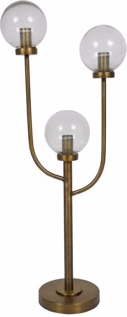 The Libra Company Wellesley Three Globe Table Lamp in Bronze and Gold/Brass, W/D/H: 35 x 35 x 82 cm