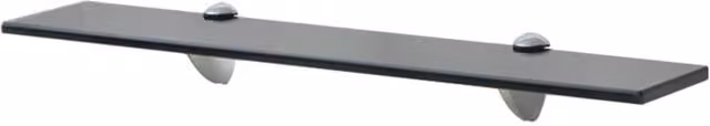 Berkfield Home Black Glass Floating Shelves, 2 Pack, W: 60 cm, D: 20 cm – 1