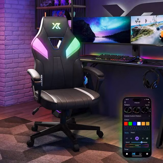 X Rocker Tempest Ergonomic Gaming Chair in Black with Synthetic Leather and Height Adjustment – 1