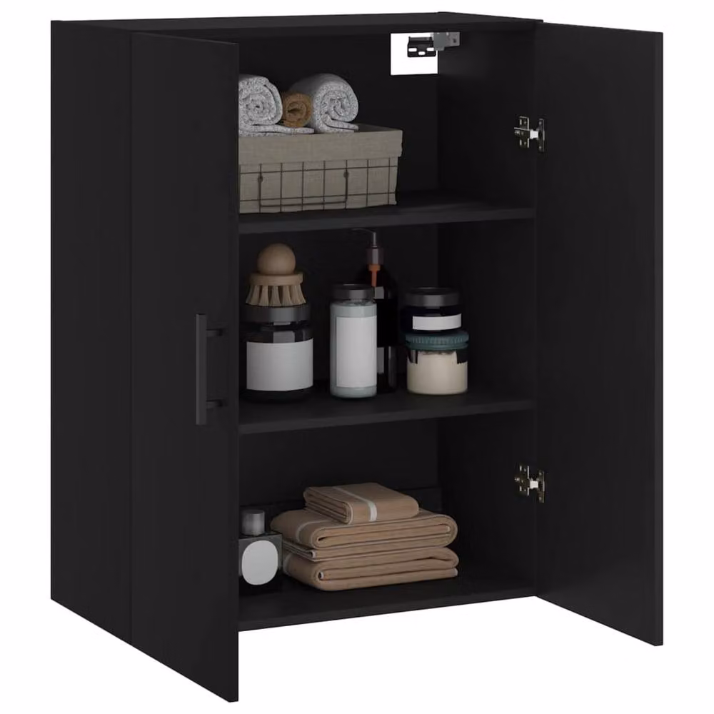Berkfield Home Modern Wall Mounted Cabinet in Black, W: 69.5 cm, D: 34 cm, H: 90 cm – 5