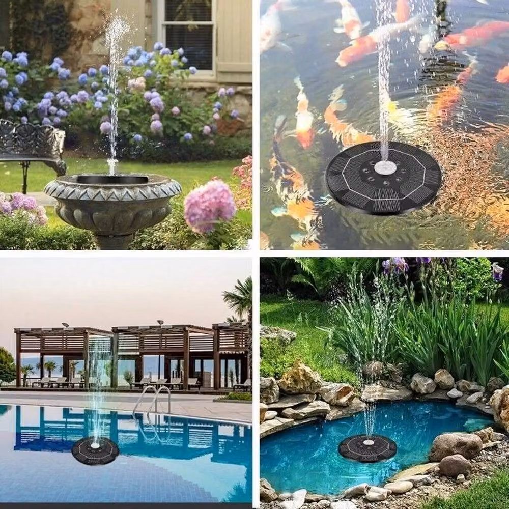 Kelvenix Graden Solar Fountain with Colourful Lights and 6 Nozzles in Black – 2