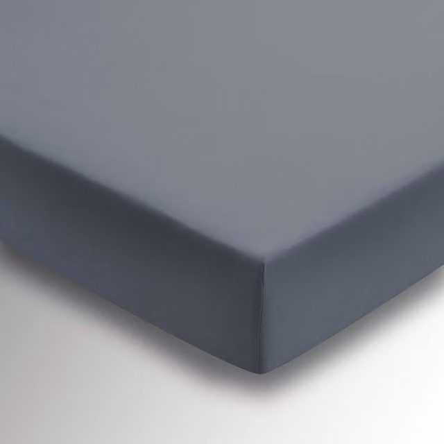 1951 Plain Dye Cotton Percale Kingsize Fitted Sheet, Charcoal Grey, 180 x 200 cm