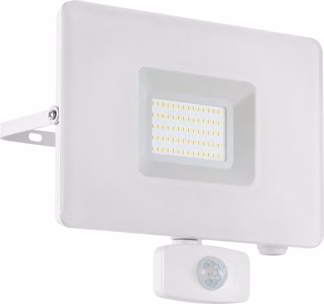 Loops 50W White Aluminium Outdoor LED Flood Light with PIR Motion Sensor, IP44 Rated