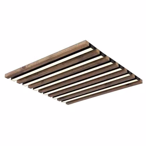 Globo Lighting Modern Square LED Ceiling Light in Black and Brown Wood – 1