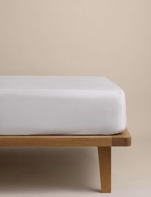 M&S Egyptian Cotton 400 Thread Count Percale Deep Fitted Sheet, Dove, 200 x 200 cm