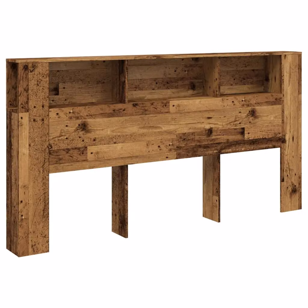 Berkfield Home Headboard Cabinet in Old Wood Brown, W: 200 cm, D: 18.5 cm, H: 102.5 cm – 2