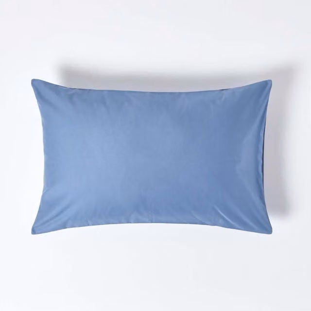 Homescapes 1000 Thread Count Egyptian Cotton Mako Satin Housewife Pillowcase in Blue, W: 74 cm, H: 48 cm – 1