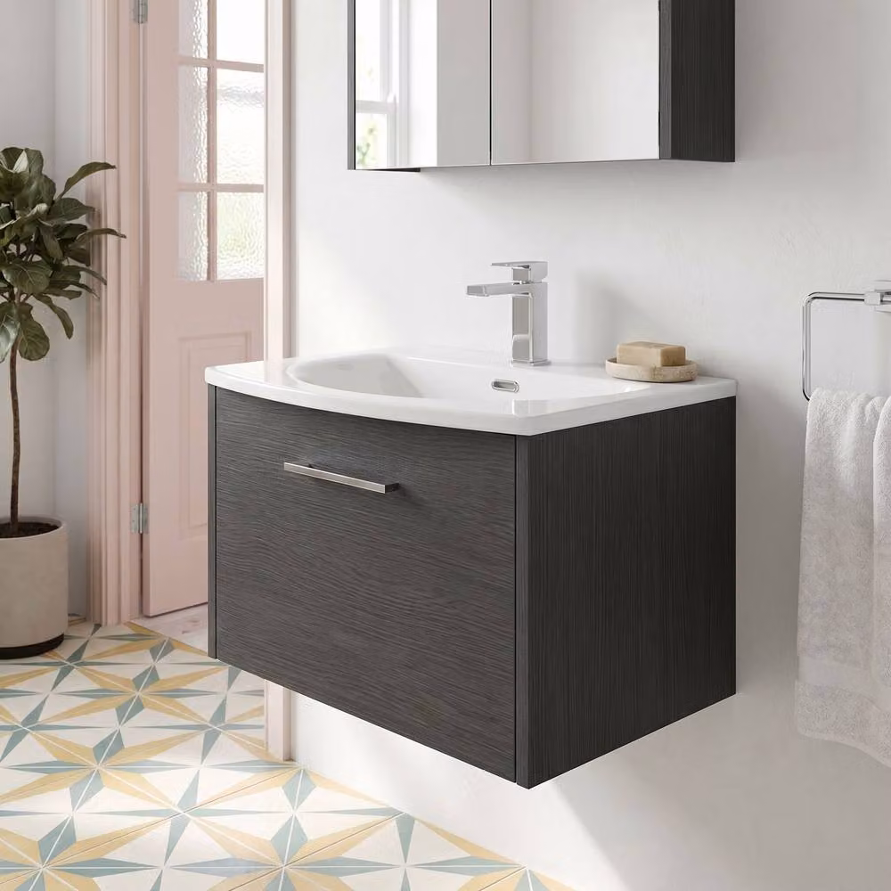 Balterley Winshill 1 Drawer Vanity Basin Unit, Dark Grey Woodgrain, Width: 60 cm – 2