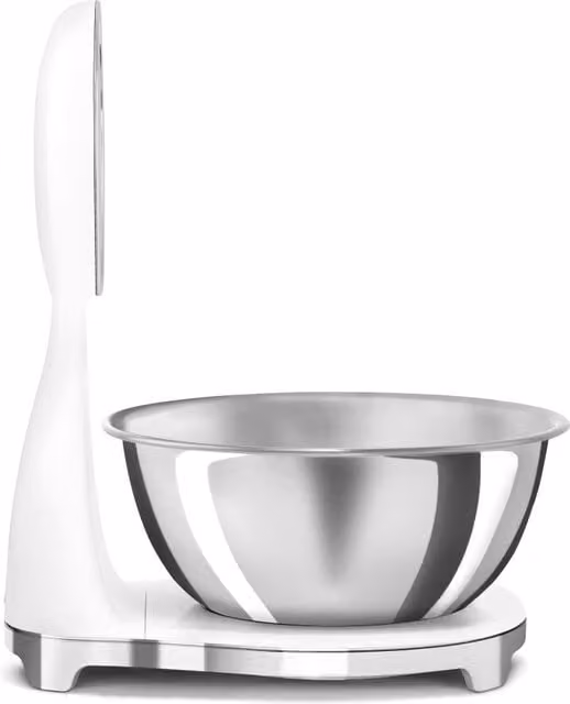 Smeg KSF01BLWW 50s Style White Digital and Analogue Kitchen Scales with Rechargeable Battery and Stainless Steel Bowl