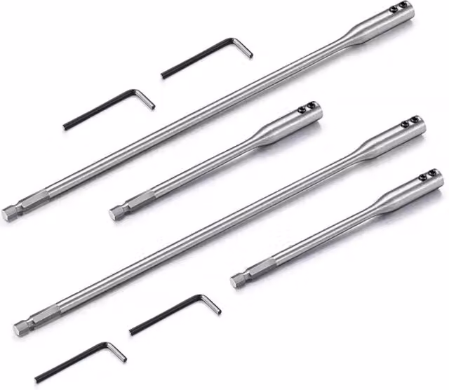 OKODOKO 4-Piece High-Carbon Steel Drill Bit Extension Set in Silver – 1