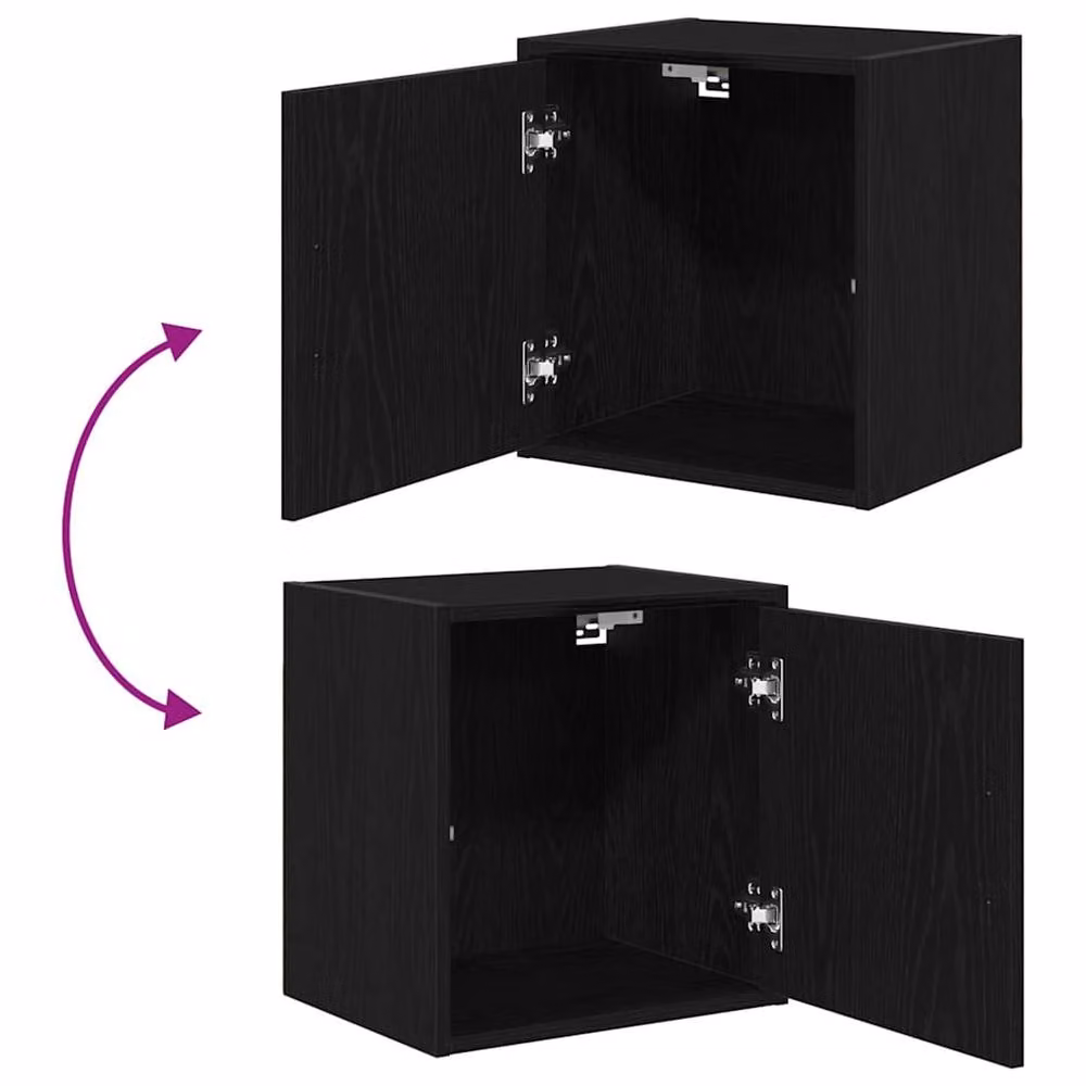 Berkfield Home Set of 2 Black Wall Mounted Garage Cabinets in Engineered Wood – 7