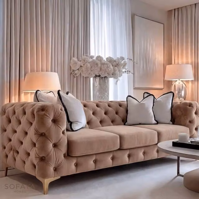 Sofaya Monaco 3 Seater Chesterfield Sofa in Brown Velvet – 1
