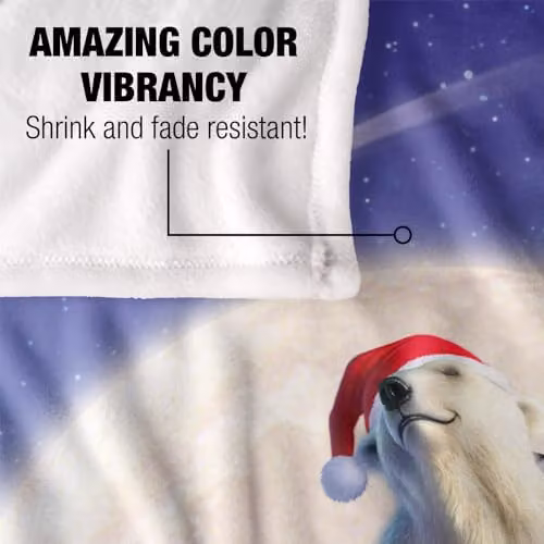 JQ Licensing JLo Christmas Polar Bear and Penguins Silky Touch Super Soft Throw Blanket, White, W: 152 cm, D: 127 cm – 3
