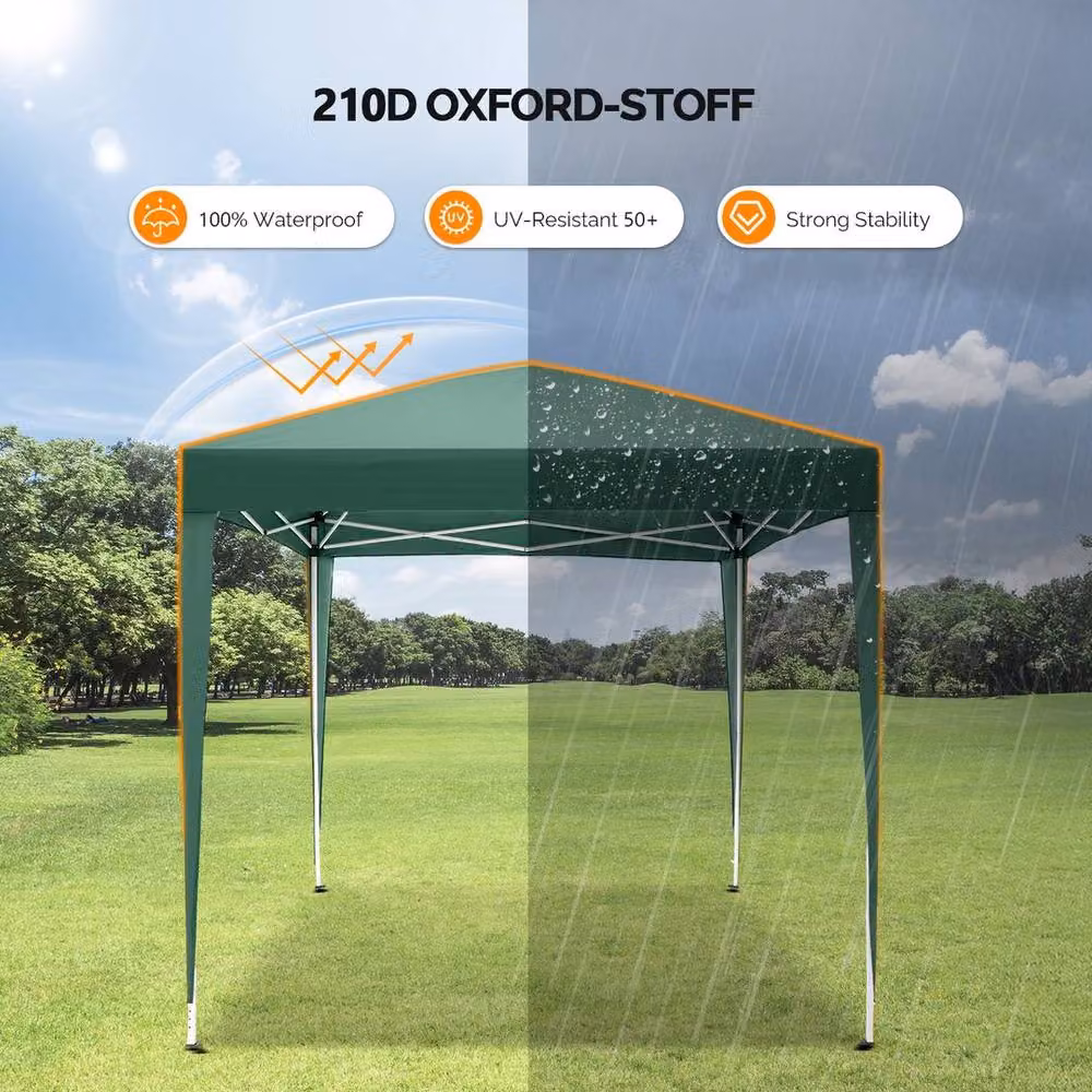EONLION Green and Silver Pop Up Gazebo with Sides and Steel Frame – 3