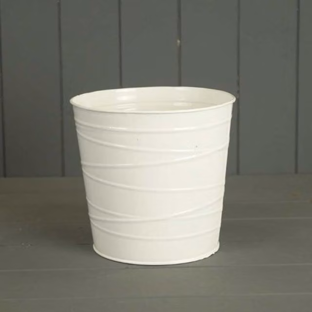 KDMD Round Metal Tabletop Plant Pot in White