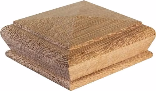 Blueprint Joinery Cambridge Oak Pyramid Newel Cap in Brown, W/D/H: 11 x 11 x 5 cm, Recessed to Suit an 82 x 82 mm Newel Post