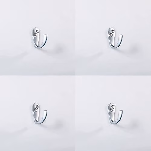 Loops 4 Pack Victorian One Piece Single Bathroom Robe Hook, Satin Chrome, 40mm Projection