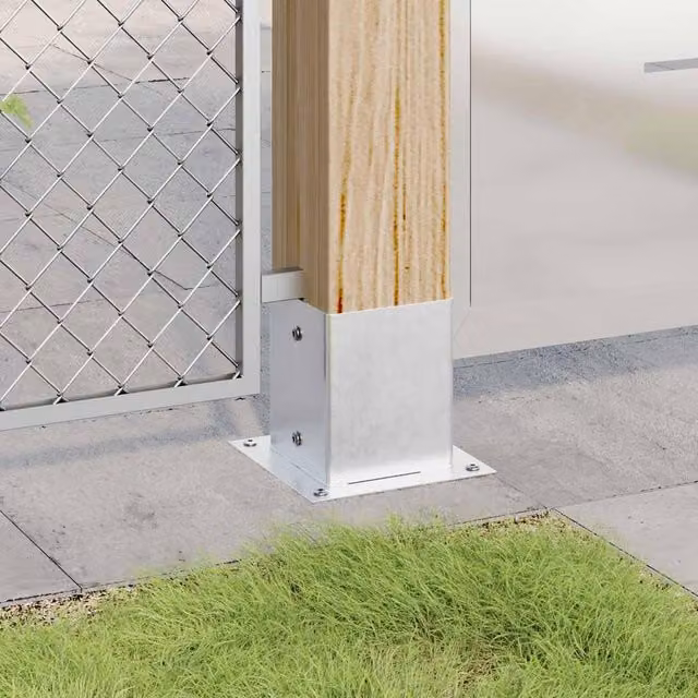 Berkfield Home Square Post Support Bases, 12 Pack, Silver Galvanised Steel, 121 x 121 mm