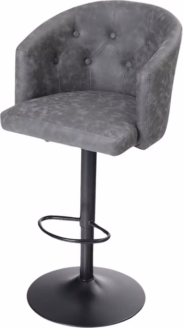 Furnold Set of Grey Height Adjustable 360 Swivel Barstools with Armrests and Backrest