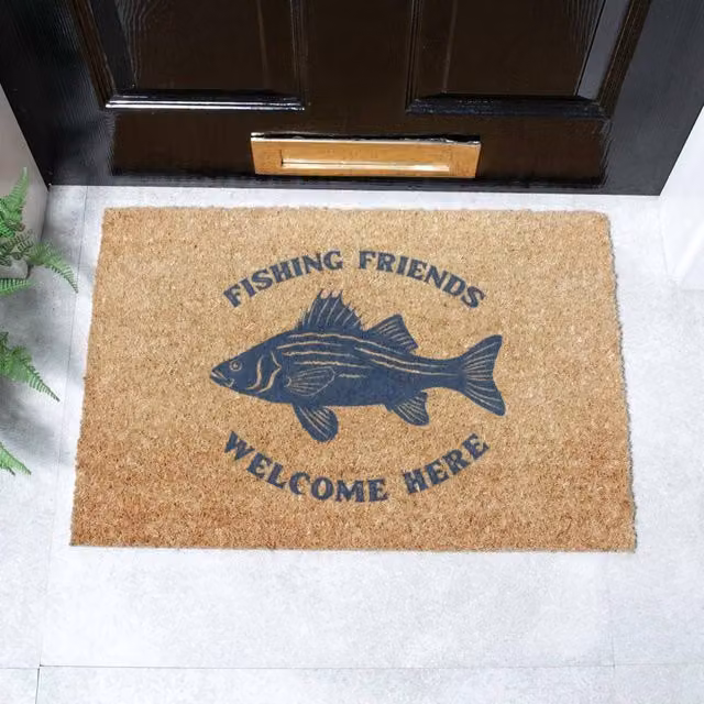 Artsy Mats Fishing Friends Welcome Doormat, Brown, W: 60 cm, D: 40 cm – 1