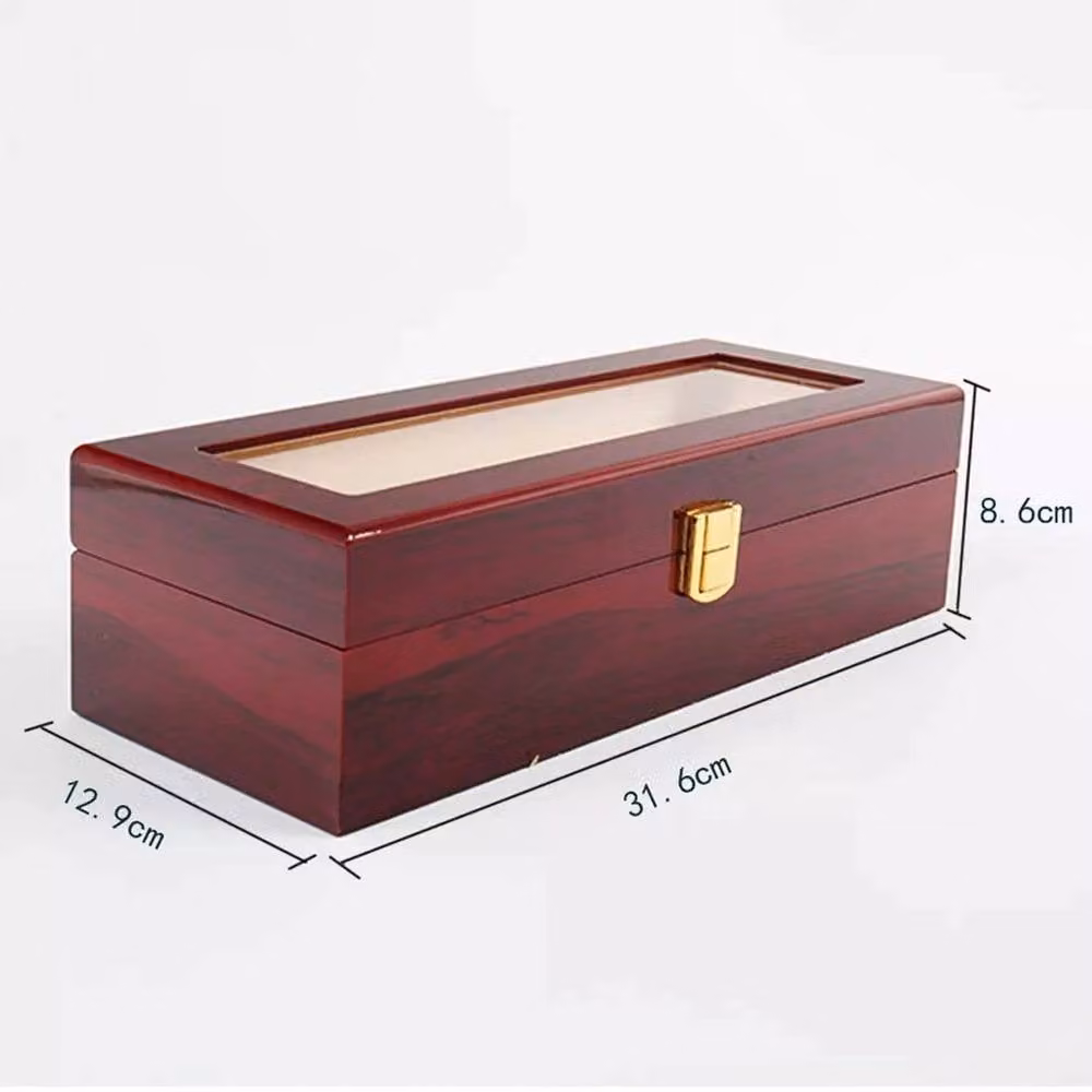 Kelvenix 6-Slot Watch Display and Jewelry Storage Box in Brown with Gold Accents – 2