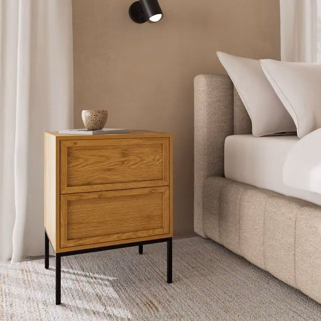 Furniture To Go Palmdale Bedside Table with 2 Drawers in Wild Oak