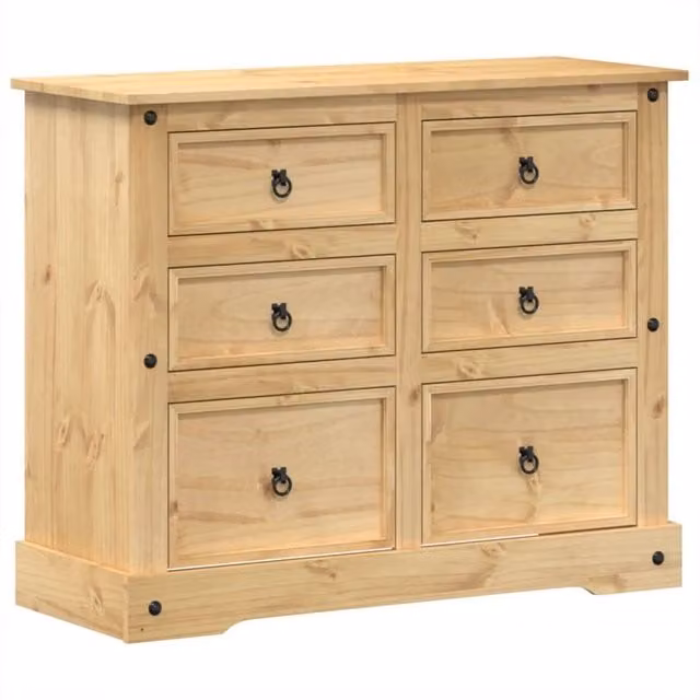 Berkfield Home Corona Chest of Drawers in Light Brown Solid Pine Wood, W/D/H: 110 x 43 x 91 cm – 1