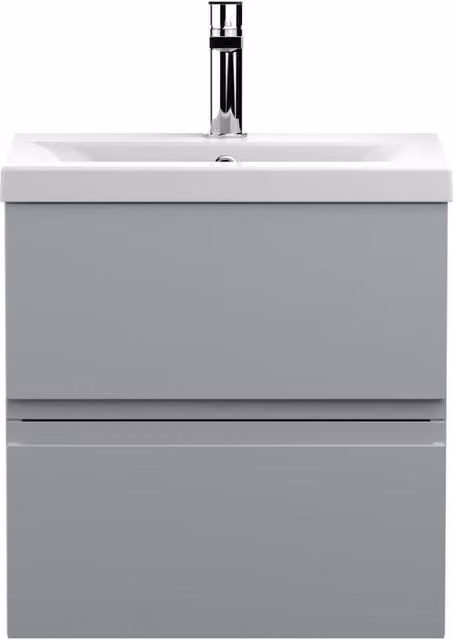 Balterley Mavesyn 2 Drawer Wall Hung Vanity Basin Unit, Satin Grey, Width: 50 cm