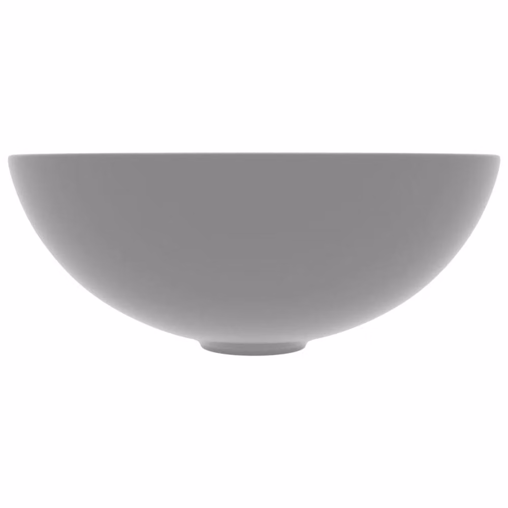 Berkfield Home Round Ceramic Countertop Bathroom Sink in Light Grey – 3