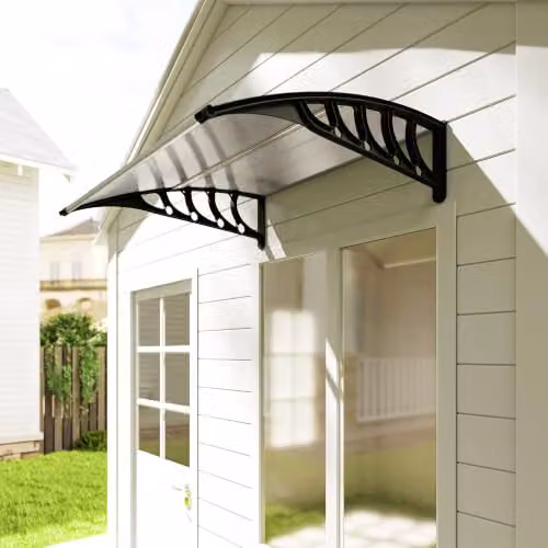 Outsunny Transparent Polycarbonate and Aluminium Outdoor Door Canopy Awning – 5