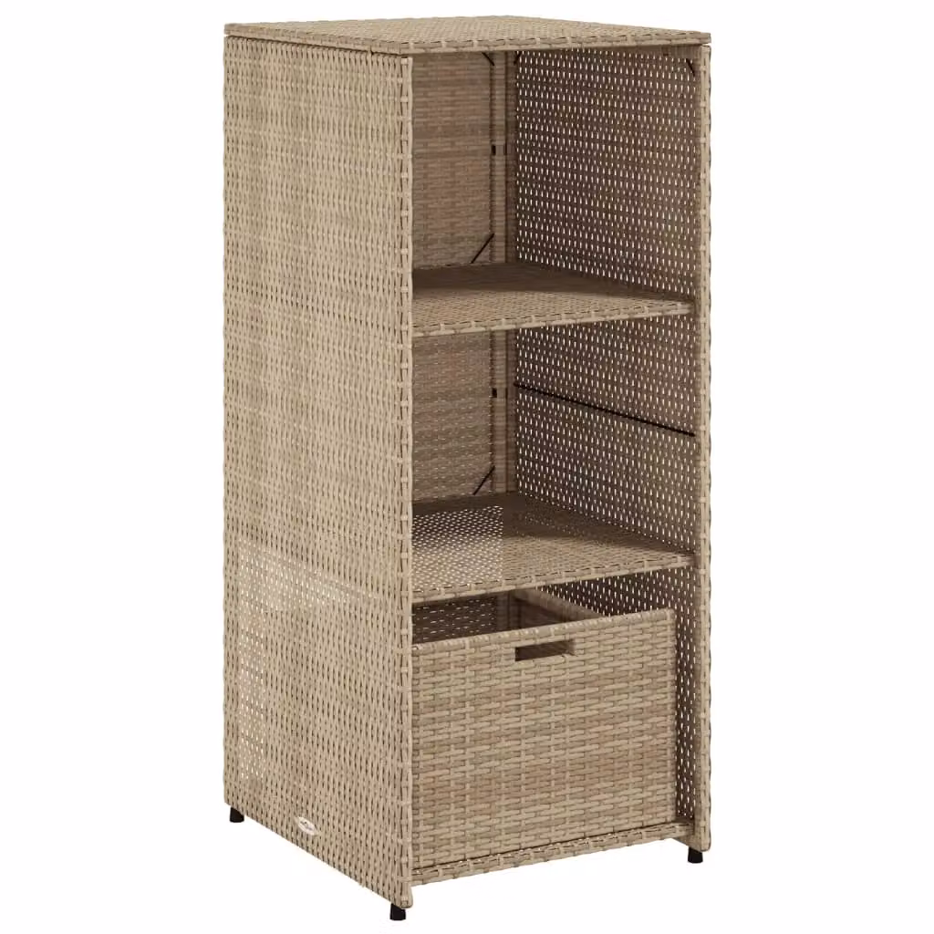 Berkfield Home Freestanding Garden Storage Cabinet in Beige Poly Rattan and Steel, W/D/H: 50 x 55 x 115 cm – 2