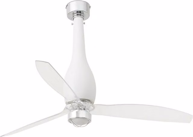 Faro Eterfan LED Ceiling Fan in White and Transparent with Remote Control and 3000K Light