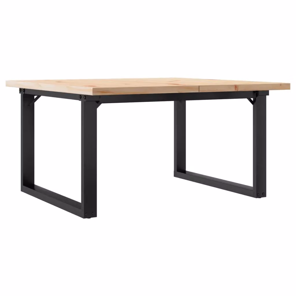 Berkfield Home O-Frame Coffee Table in Brown Solid Pine and Steel, W: 80 cm, D: 80 cm, H: 45.5 cm – 2