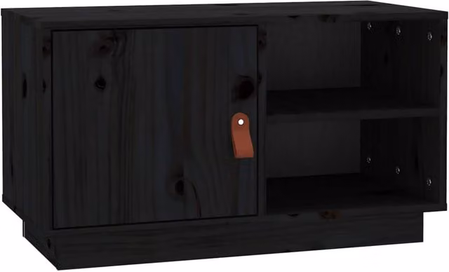 Berkfield Home Black Rustic Solid Wood Pine TV Cabinet W/D/H: 70 x 34 x 40 cm – 1
