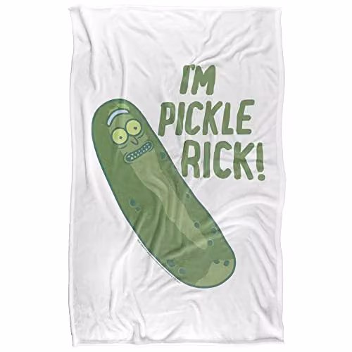 Warner Bros. Rick and Morty Pickle Rick Super Soft Silky Touch Fleece Blanket, Multicolour