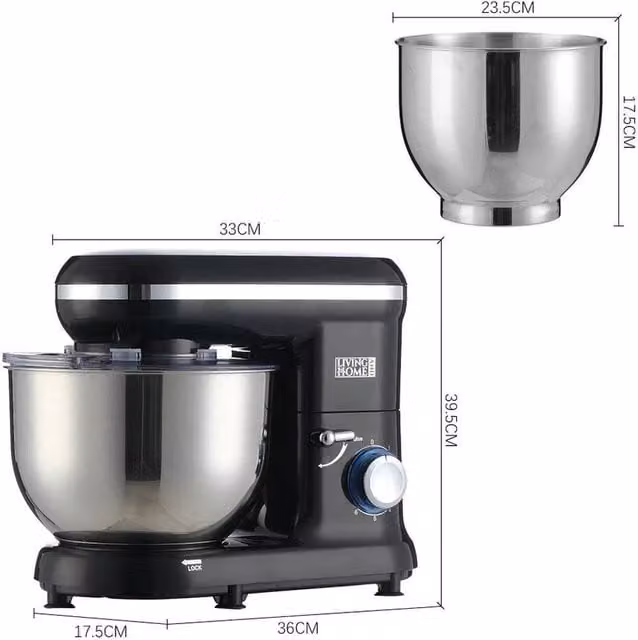 PAWNORA Electric Stand Mixer, 1400W, 6-Speed, 5.5L, Black Stainless Steel – 1