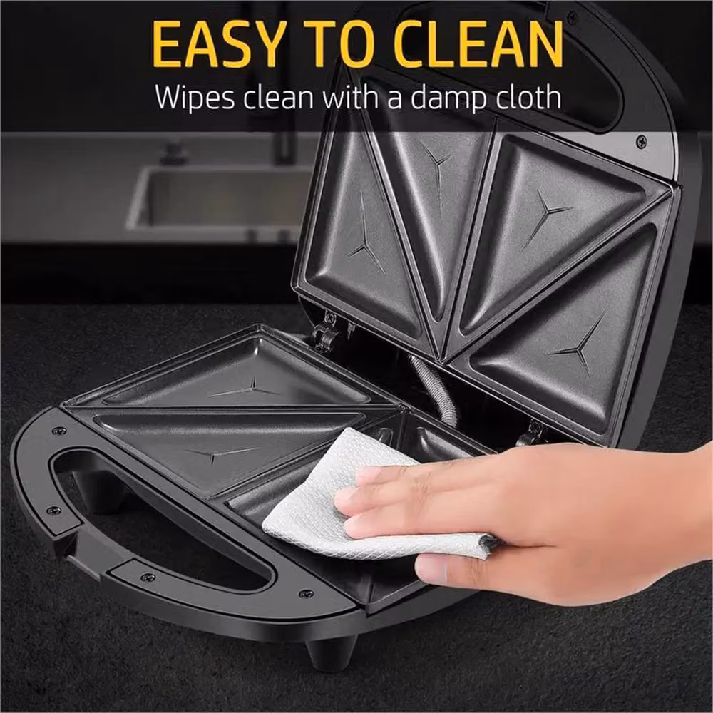 VOGREX 750W Non-Stick 2 Slice Sandwich Maker and Easy Clean Toaster in Black – 5