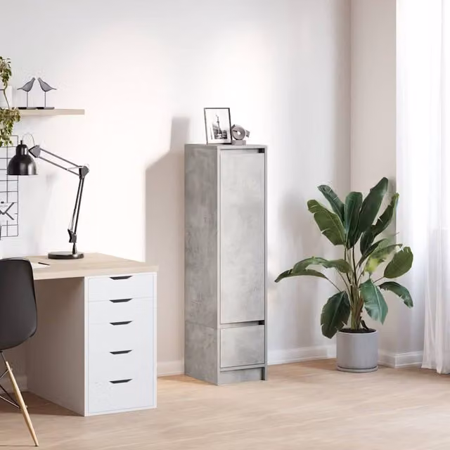 Berkfield Home Highboard in Concrete Grey, W/D/H: 29.5 x 34 x 119.5 cm – 1