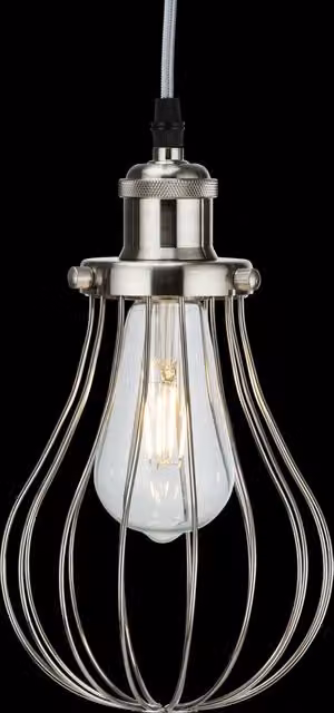 Netlighting Knightsbridge Vintage Round Pendant Cage in Brushed Chrome and Grey