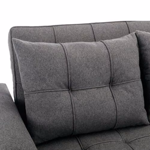 More4Homes Hudson 2-Seater Click Clack Sofa Bed in Grey Linen Fabric with Cup Holders – 6