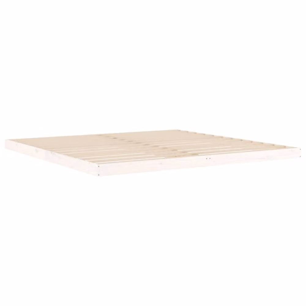 Berkfield Home Solid Wood Pine Bed Frame in White, W/D/H: 200 x 200 cm – 2